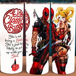 Harley Quinn and Deadpool Valentines One Classy Bit*ch Cup Mug Tumbler 20…